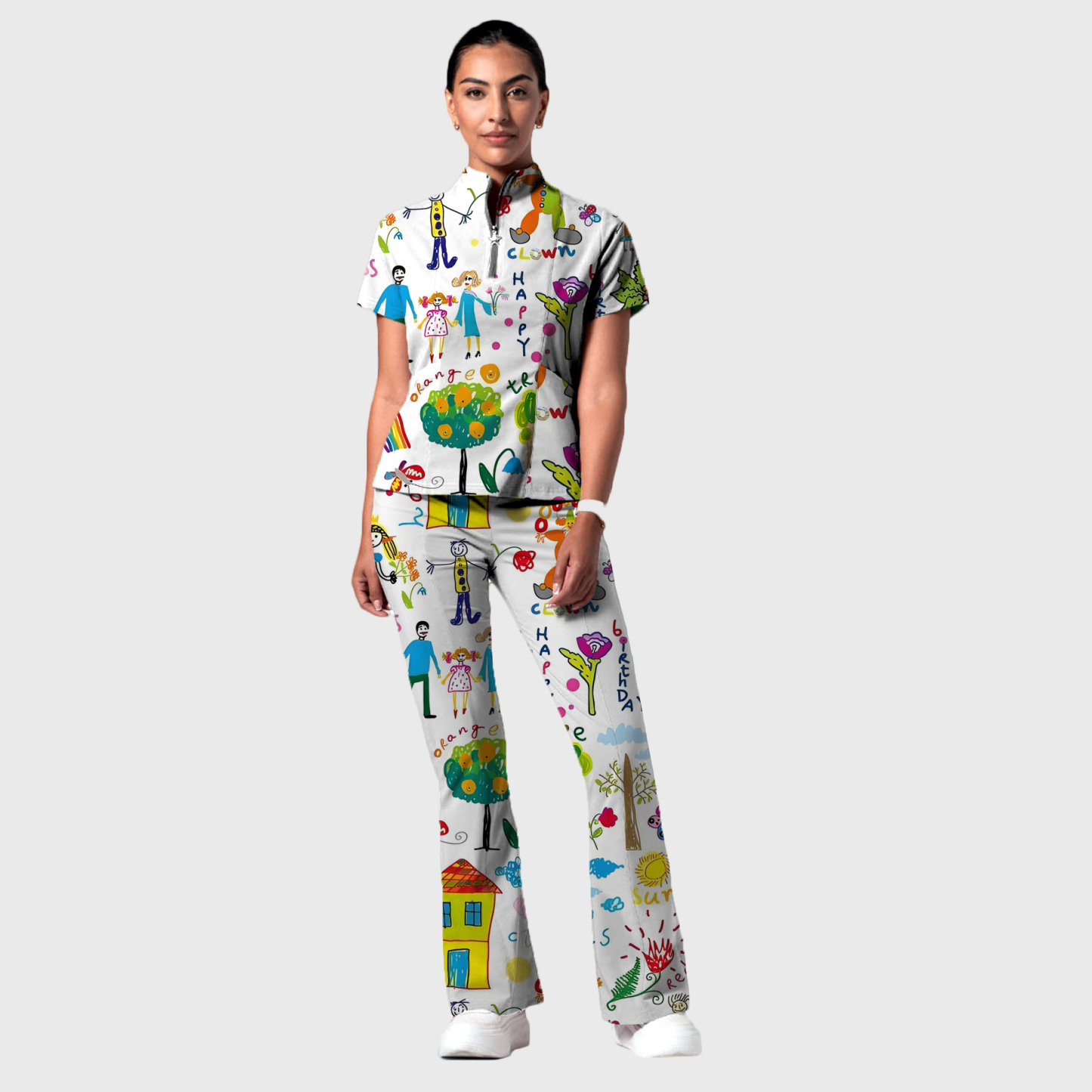 Women's School Classroom Printed Scrub Set SP28