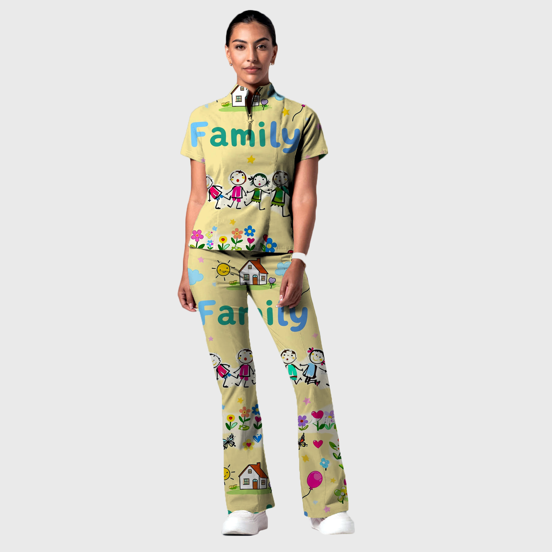 Women's School Classroom Printed Scrub Set SP28