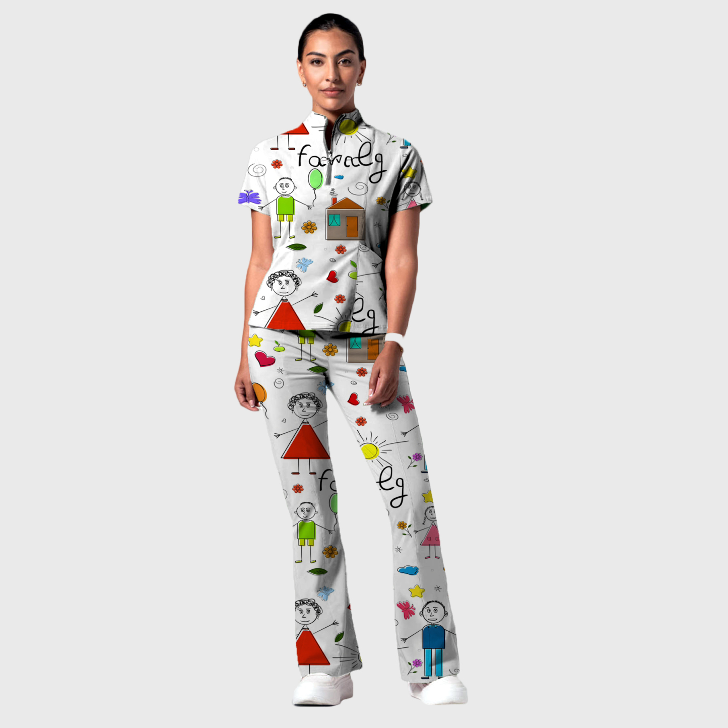Women's School Classroom Printed Scrub Set SP28