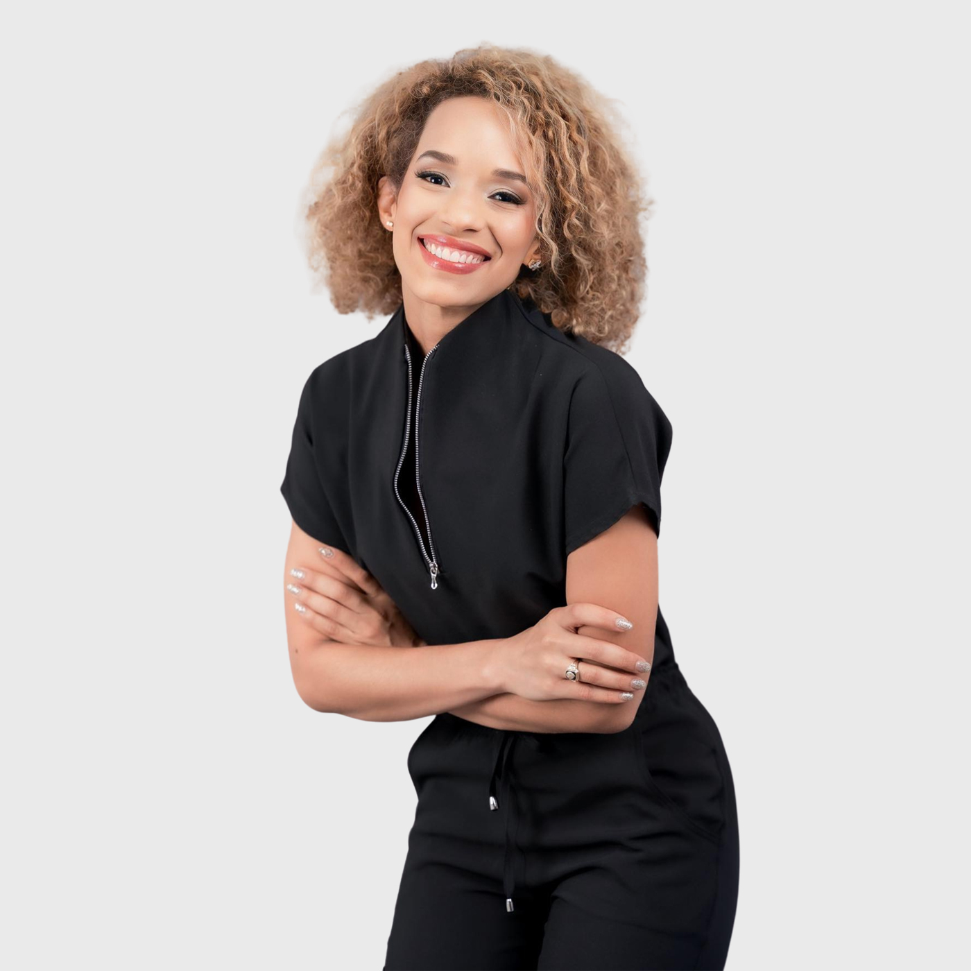 Women's Zip-Neck Slim Fit Scrub Top