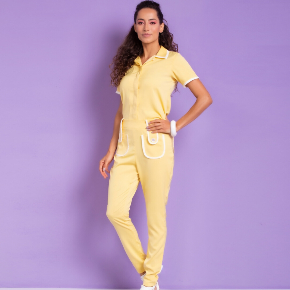 Women's Slim Fit Scrub Top with Pearl Button