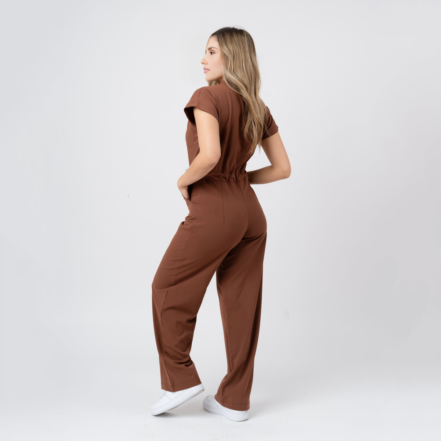 Katya Scrub Jumpsuit | Coconut Brown