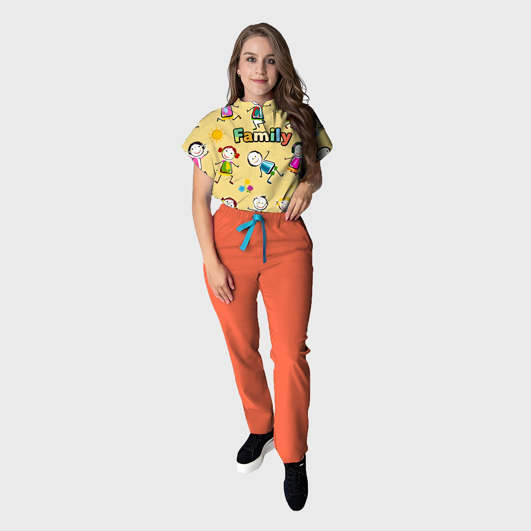 Women's Floral Printed Scrub Set CPJO2