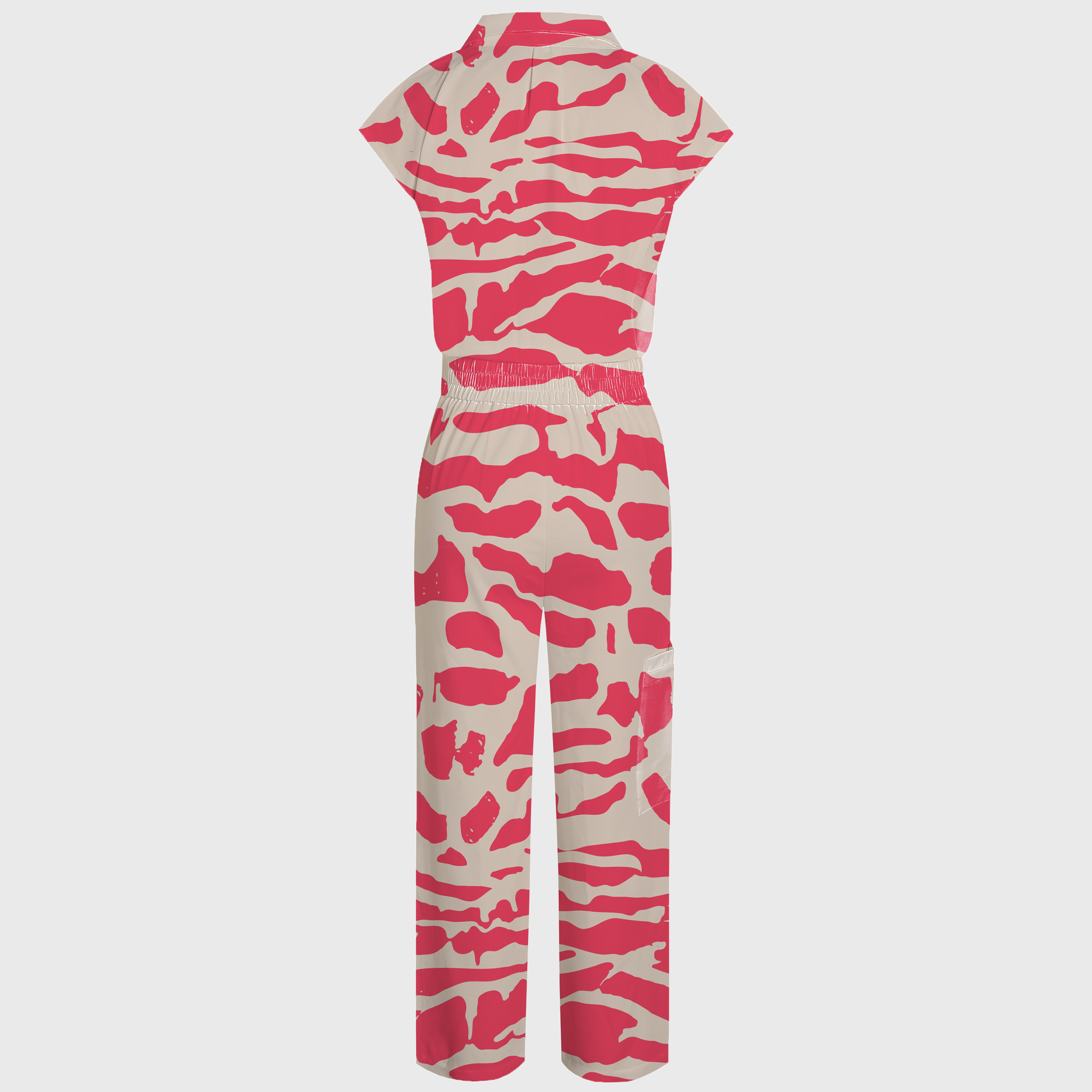 Women's Pink Zebra Print Wide Leg Scrub Jumpsuit