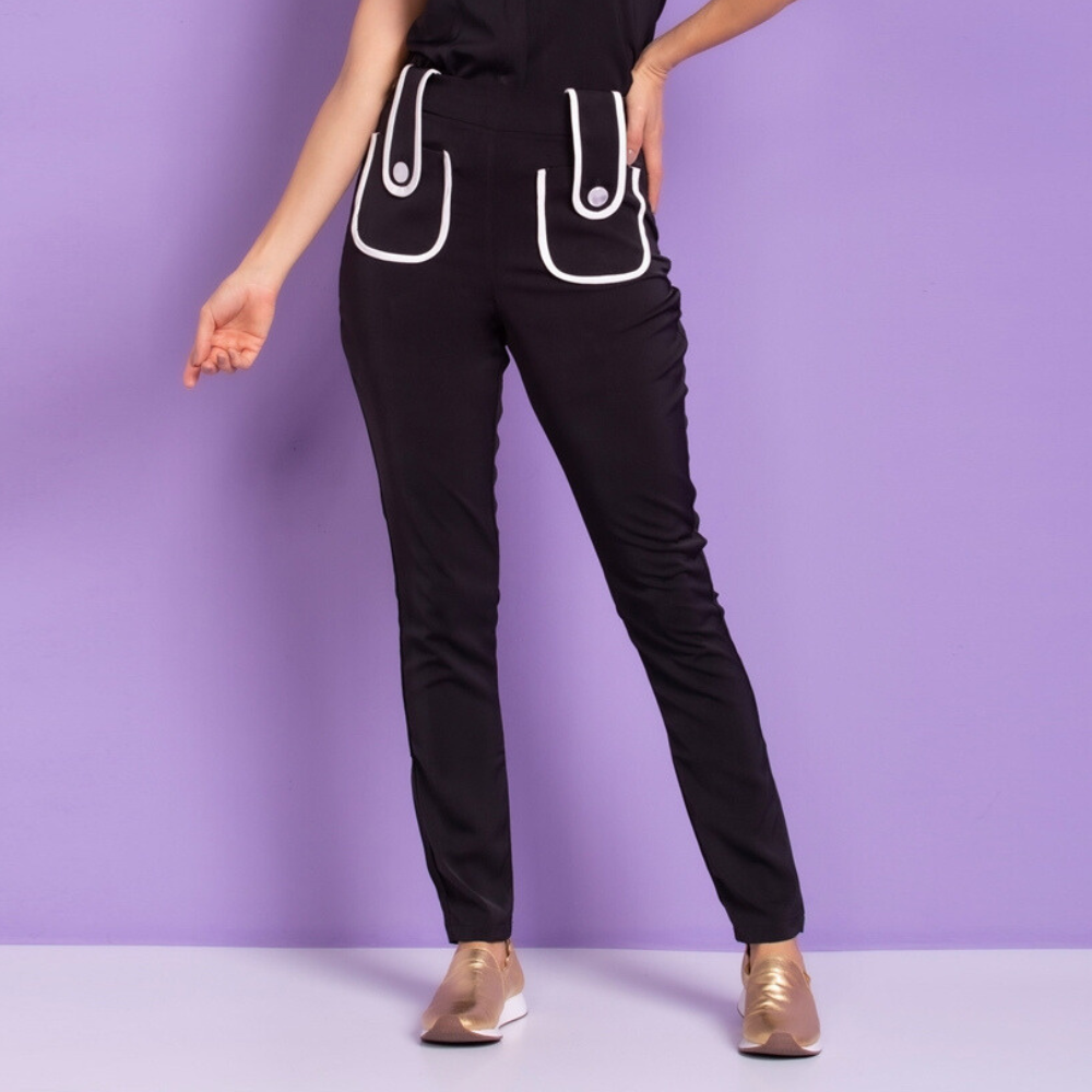 Women's Macaron Four Pockets Slim Fit Scrub Pants