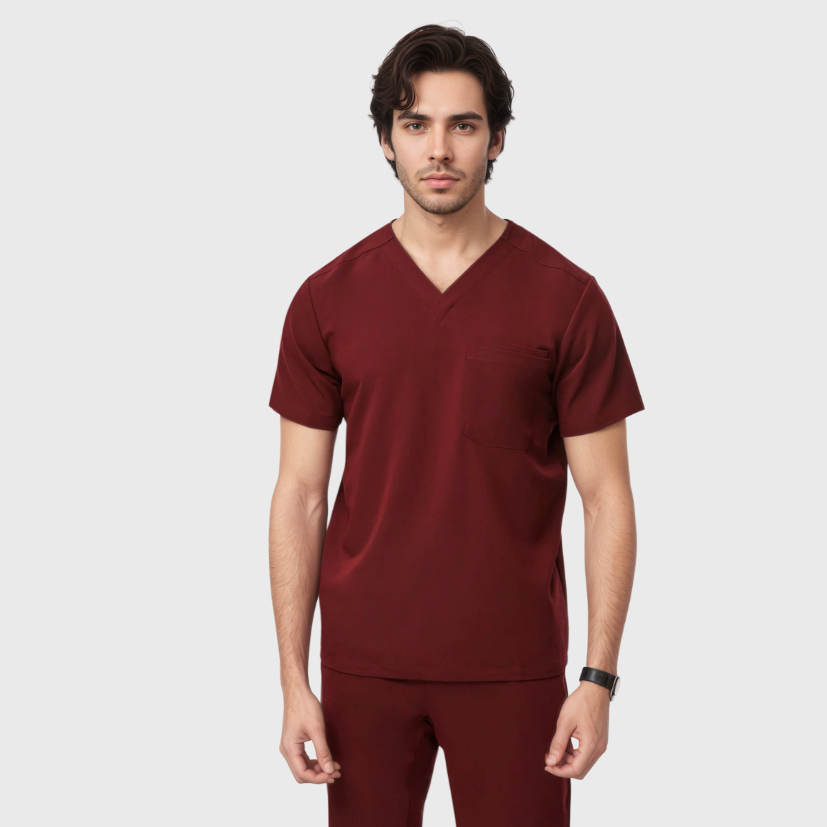 Men's Modern V-neck Three-Pocket Scrub Top