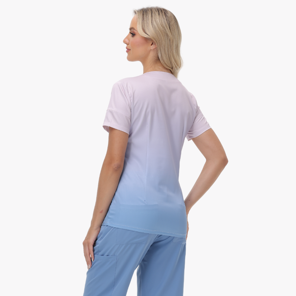 Women's Floral Graphic Two Pockets Scrub Top