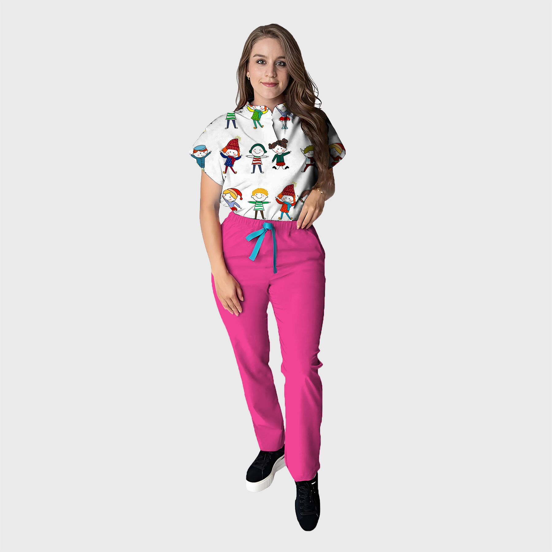 Women's Floral Printed Scrub Set CPJO2