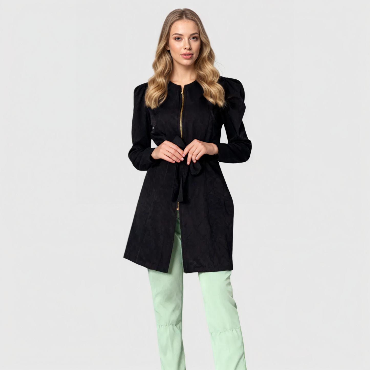 Women's Slim Fit Lab Coat With Puff Sleeves
