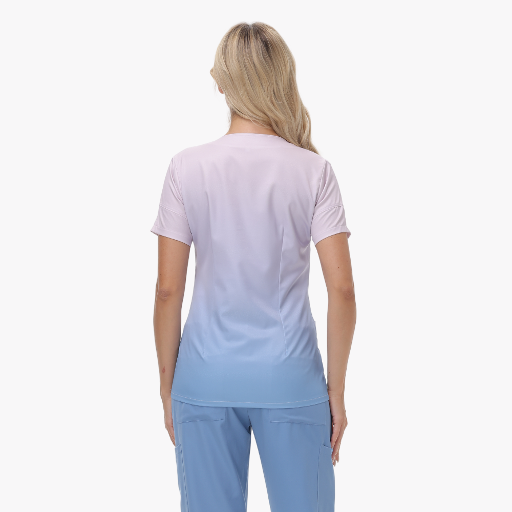 Women's Floral Graphic Two Pockets Scrub Top