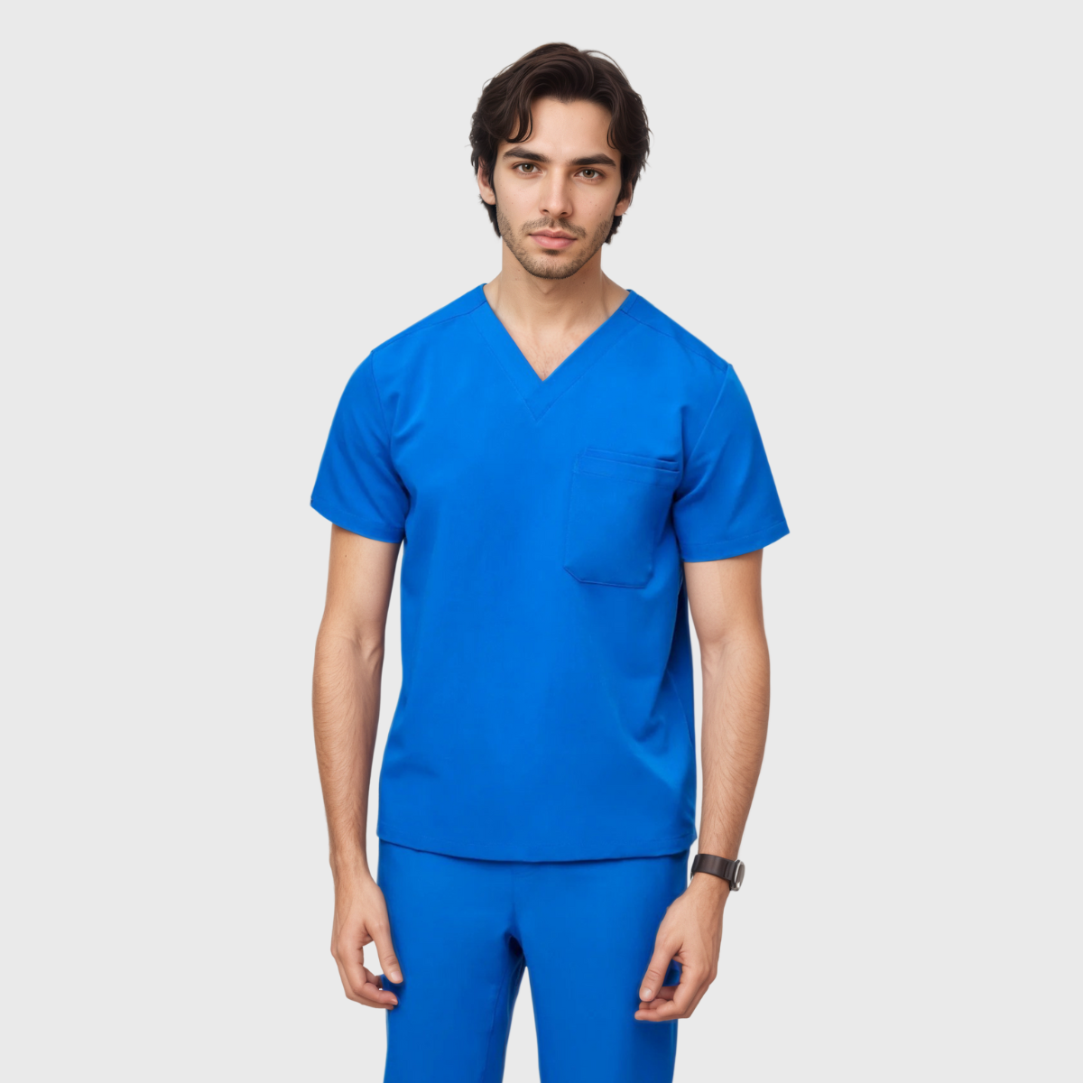 Men's Modern V-neck Three-Pocket Scrub Top