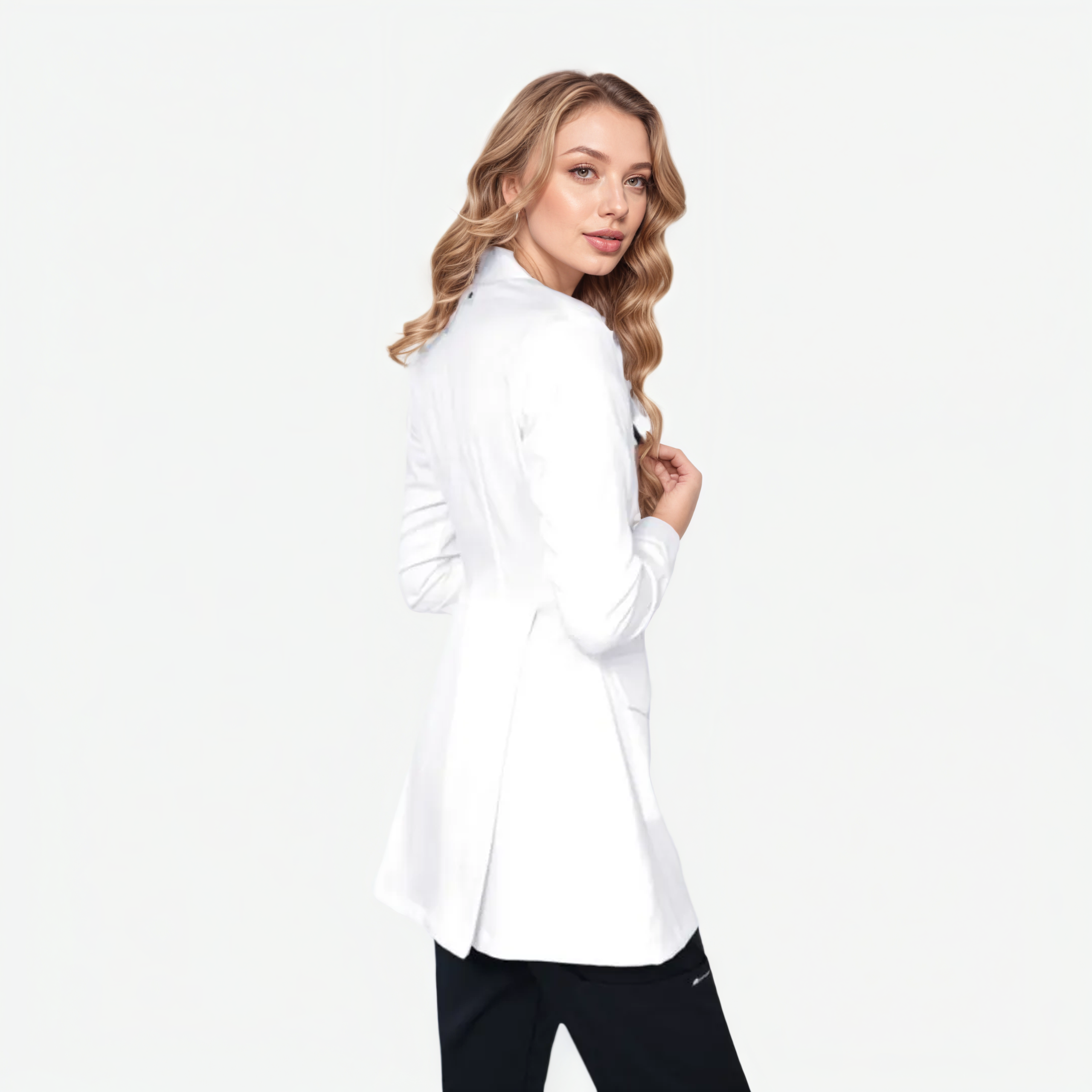 Women's Button Cuffs Lab Coat