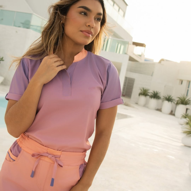 Women's Orange-purple Gradient Scrub Set HA1