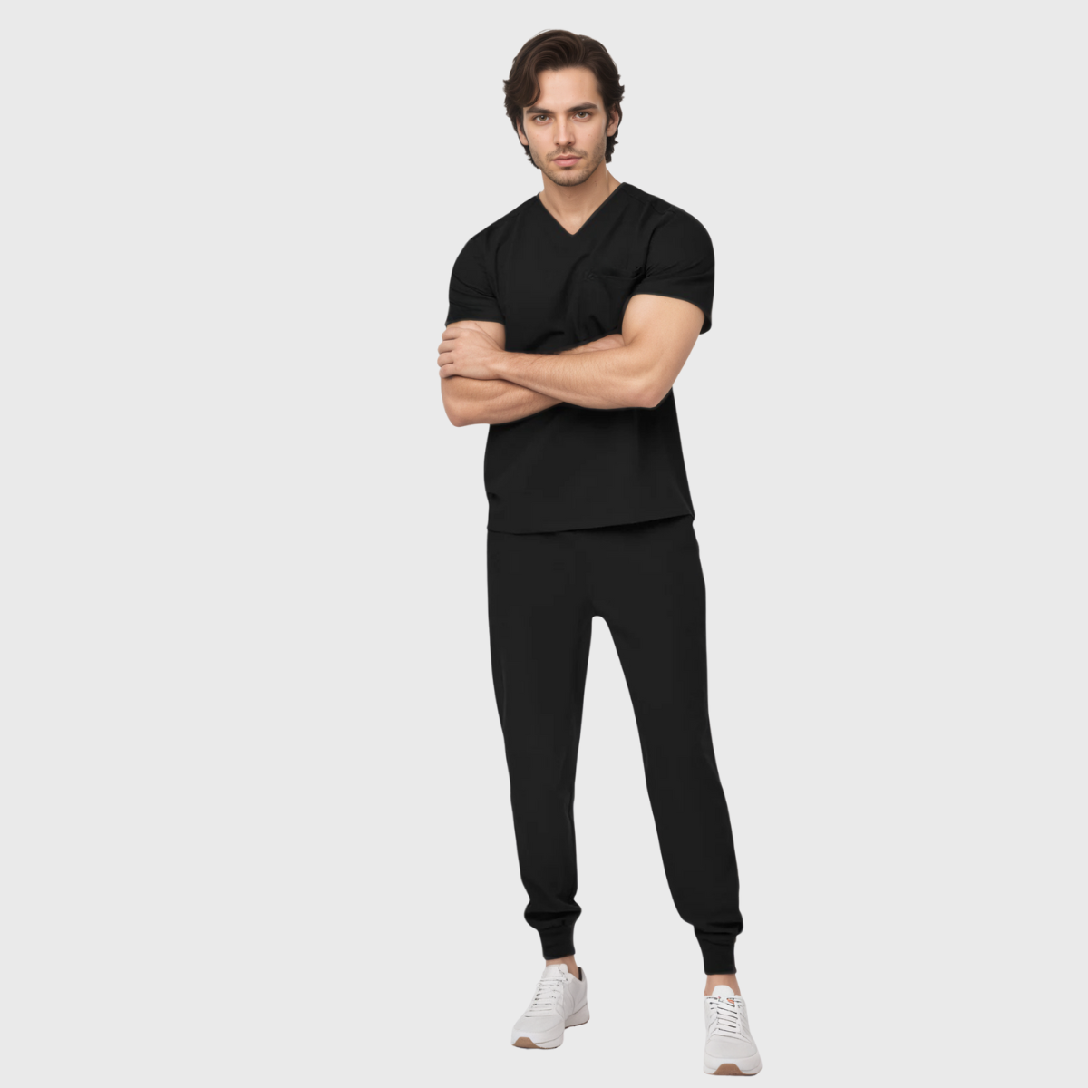 Men's Modern V-neck Three-Pocket Scrub Top