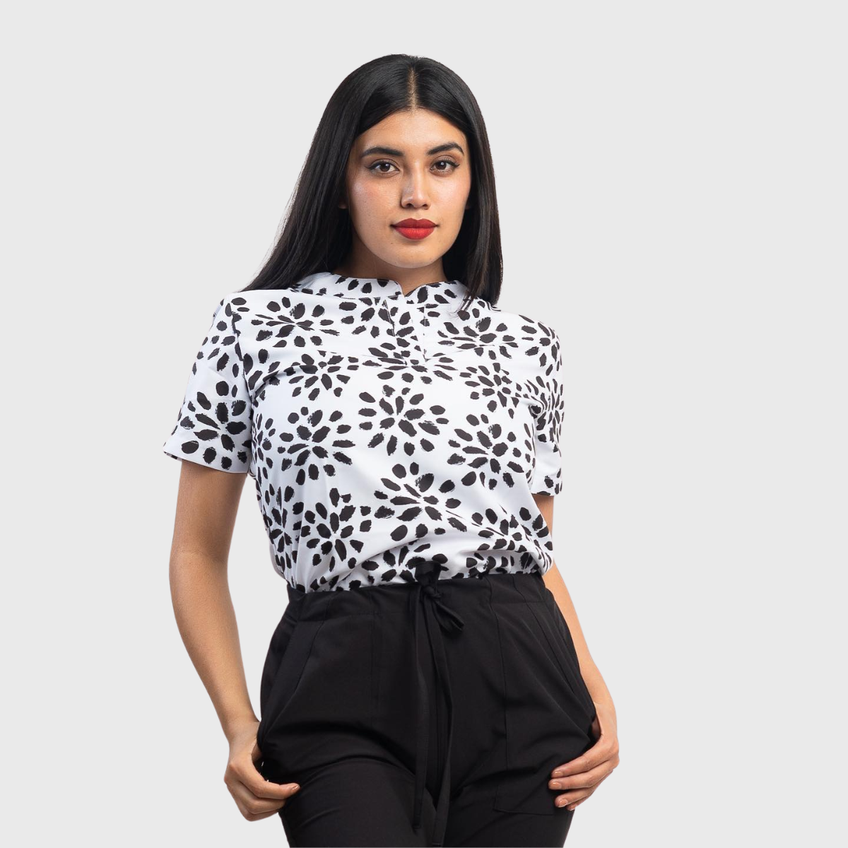 Women's Colorful Printed Scrub Top