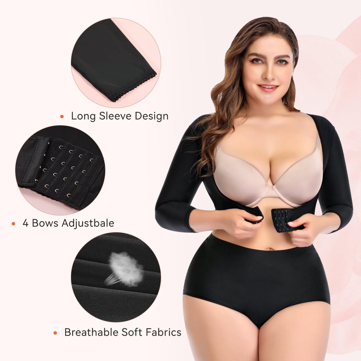 Women's Post-operative Three-quarter Sleeve Arm Shapewear