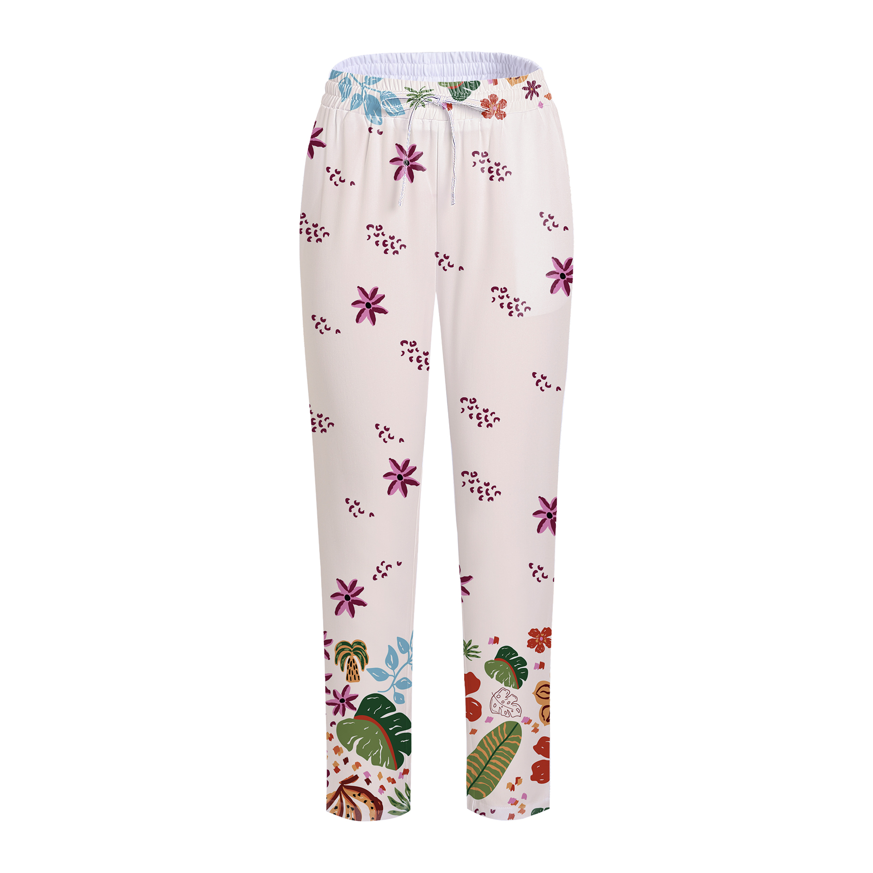 Women's Straight Leg Floral Printed Scrub Pants
