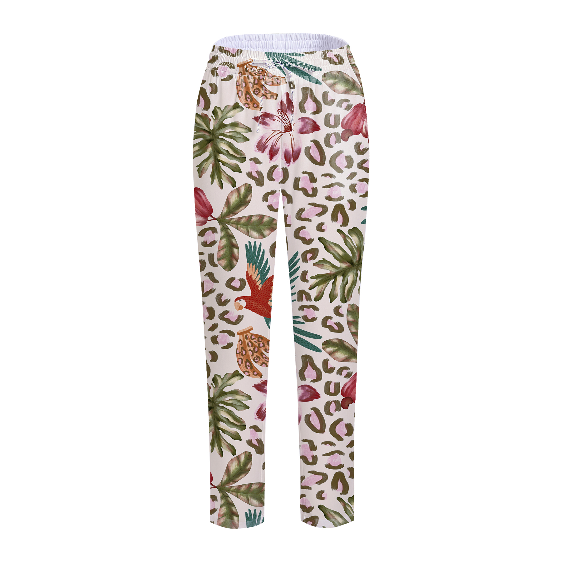 Women's Straight Leg Tropical Jungle Printed Scrub Pants