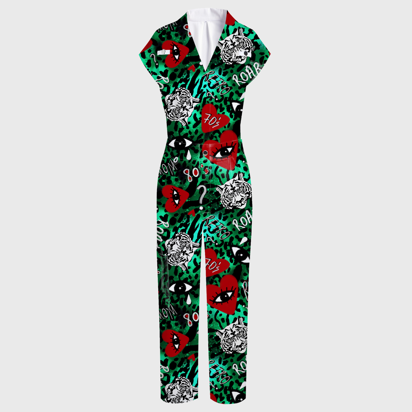 Women's Wide Leg Abstract Tiger Printed Jumpsuit