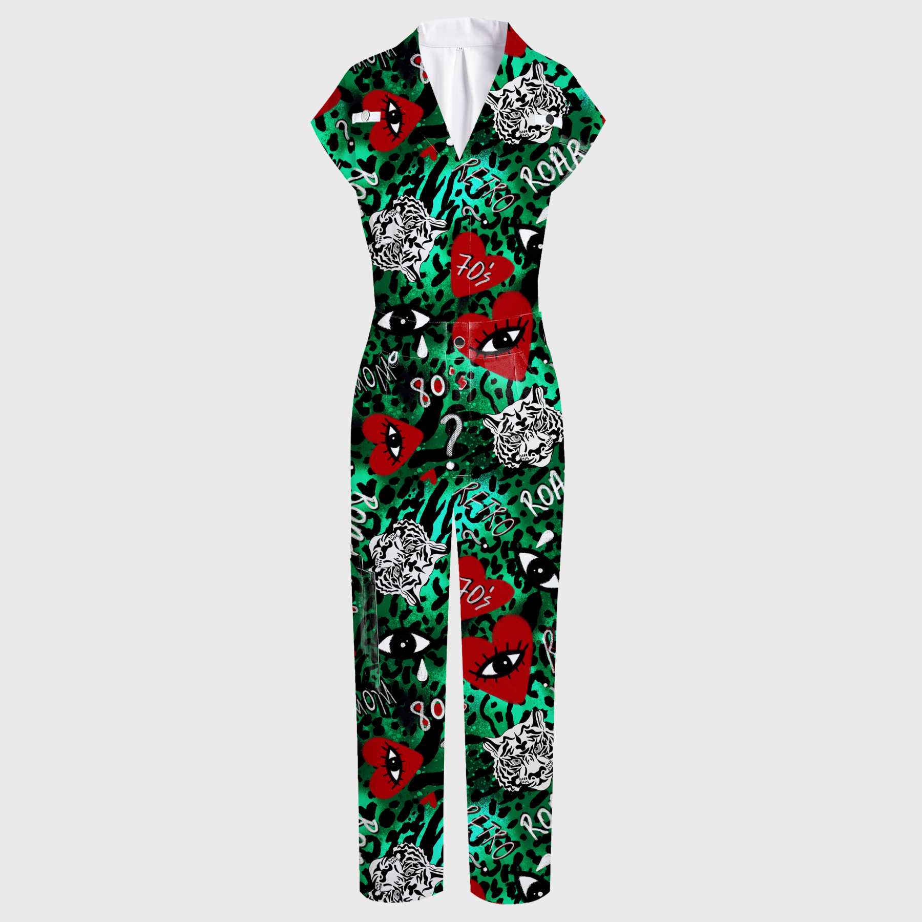 Women's Wide Leg Abstract Tiger Printed Jumpsuit
