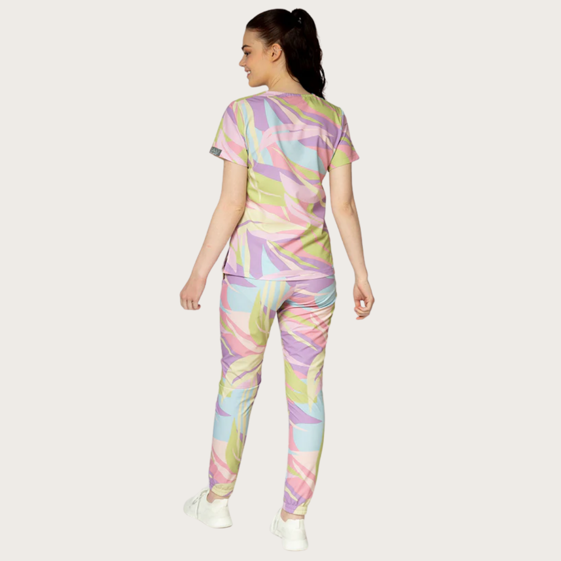 Women's Leaves V-neck Scrub Set SA5