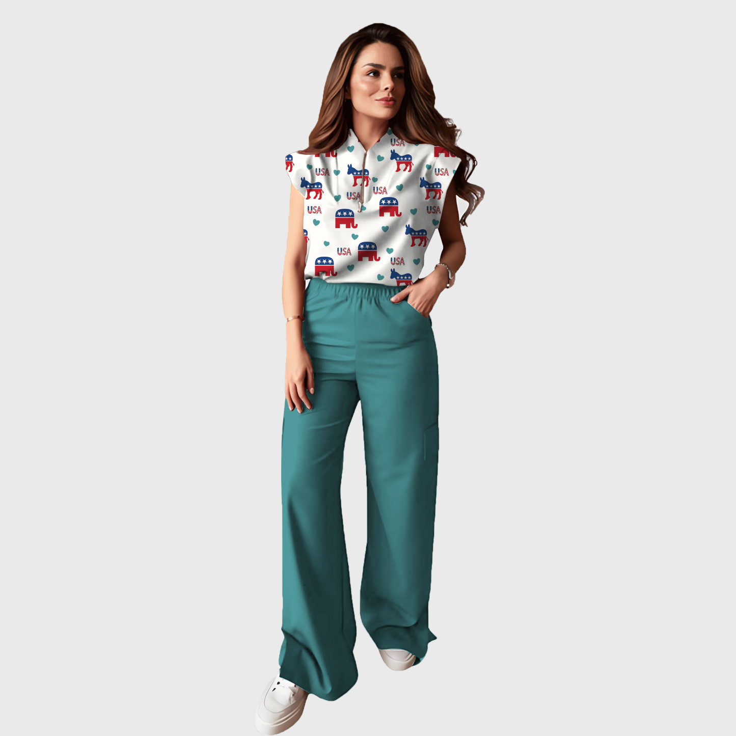Women's Independence Day Graphics Scrub Set ST6242