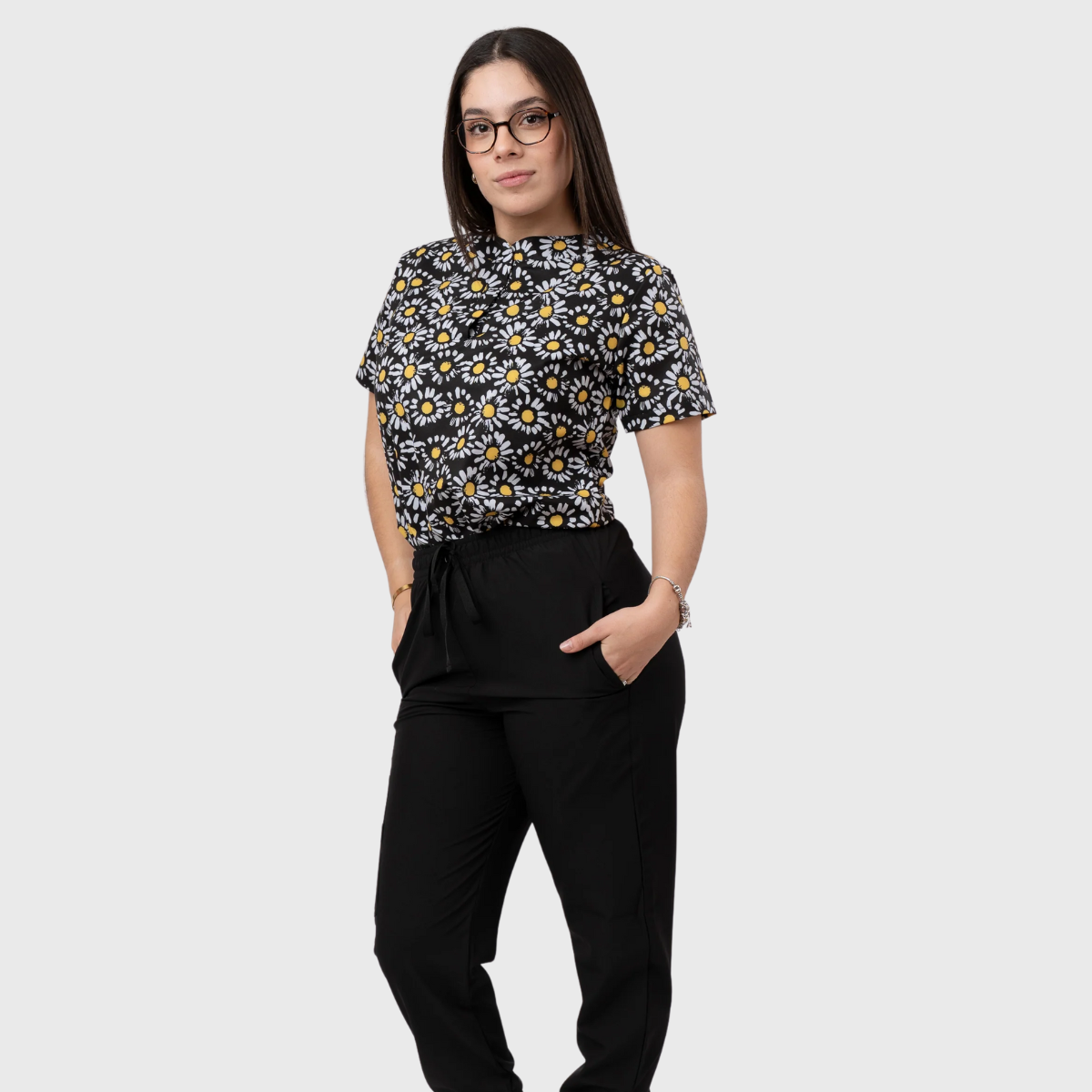 Women's Colorful Printed Scrub Top
