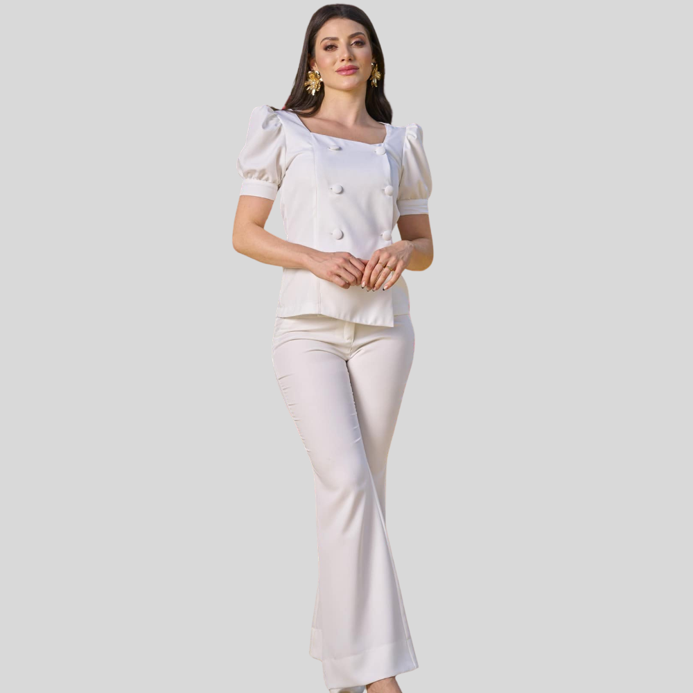 Women's Modern Design Puffed Sleeves Scrub Top™