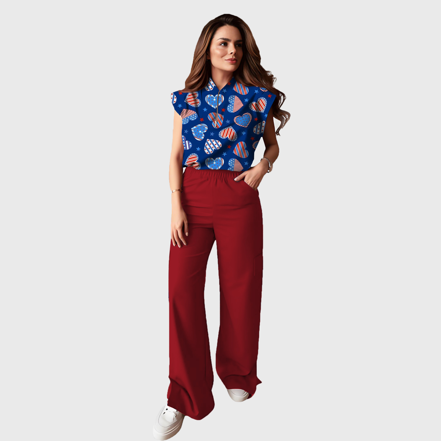 Women's Independence Day Graphics Scrub Set ST6244