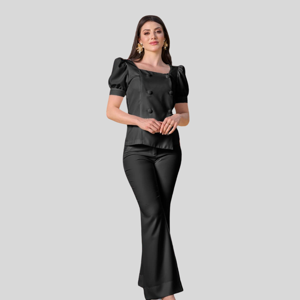 Women's Modern Design Puffed Sleeves Scrub Top™