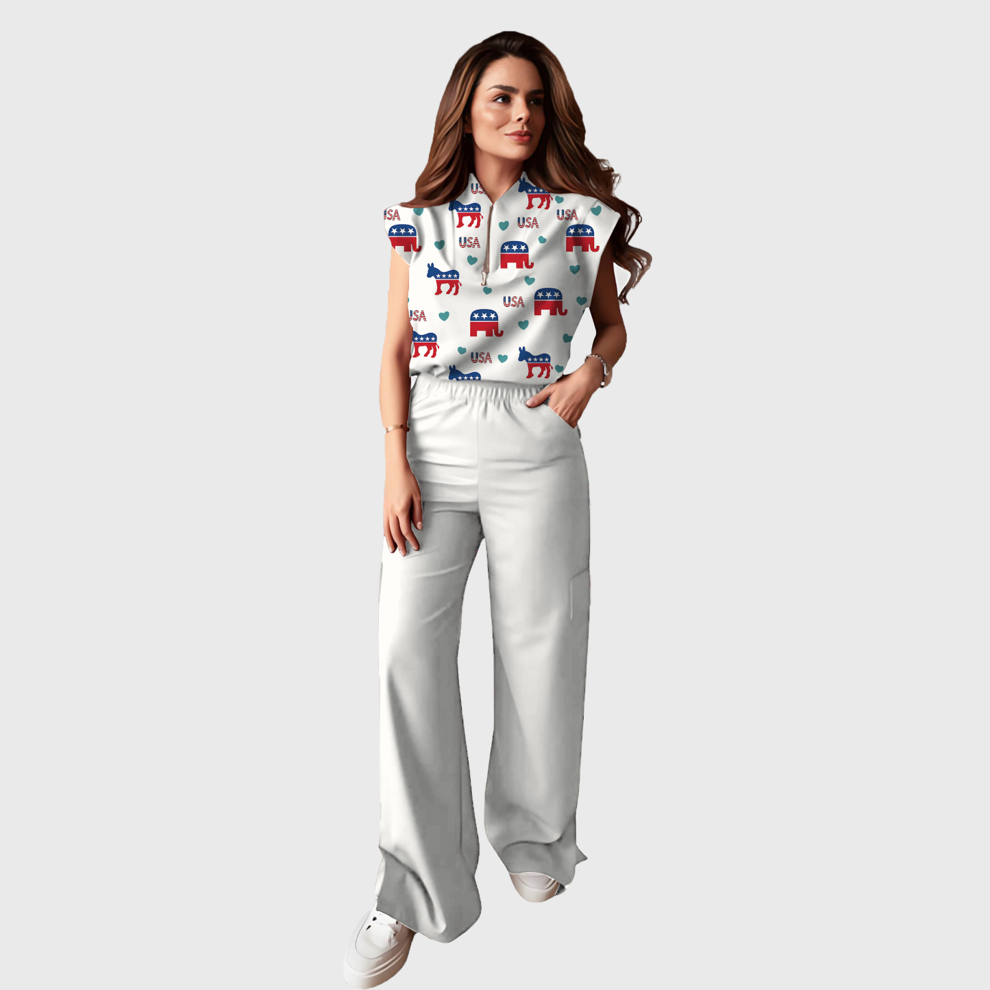 Women's Independence Day Graphics Scrub Set ST6242