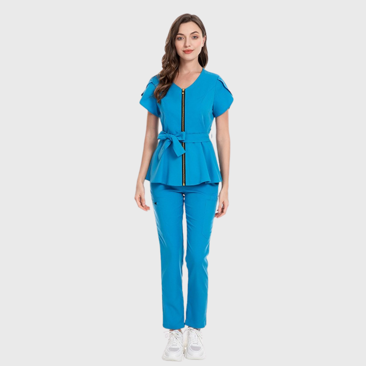 Women's Waist Belt Zipper Scrub Set S5