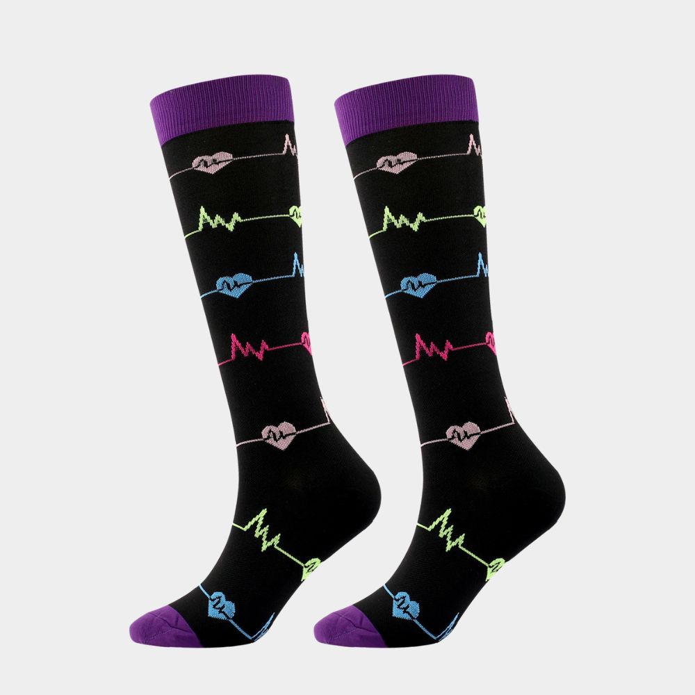 Multicolor Printed 3D Knitted Compression Socks