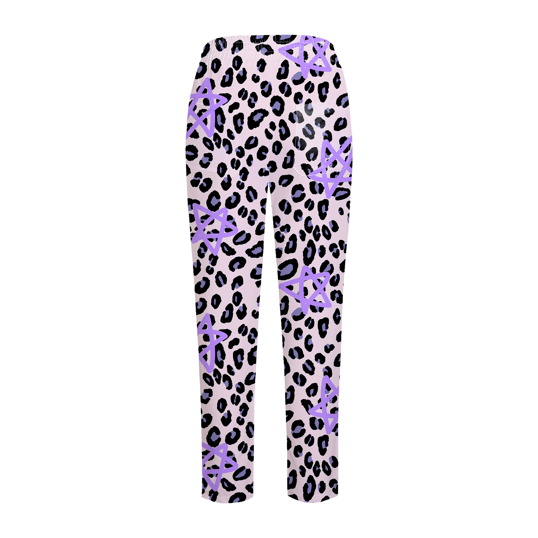 Women's Purple Star Leopard Print Scrub Pants