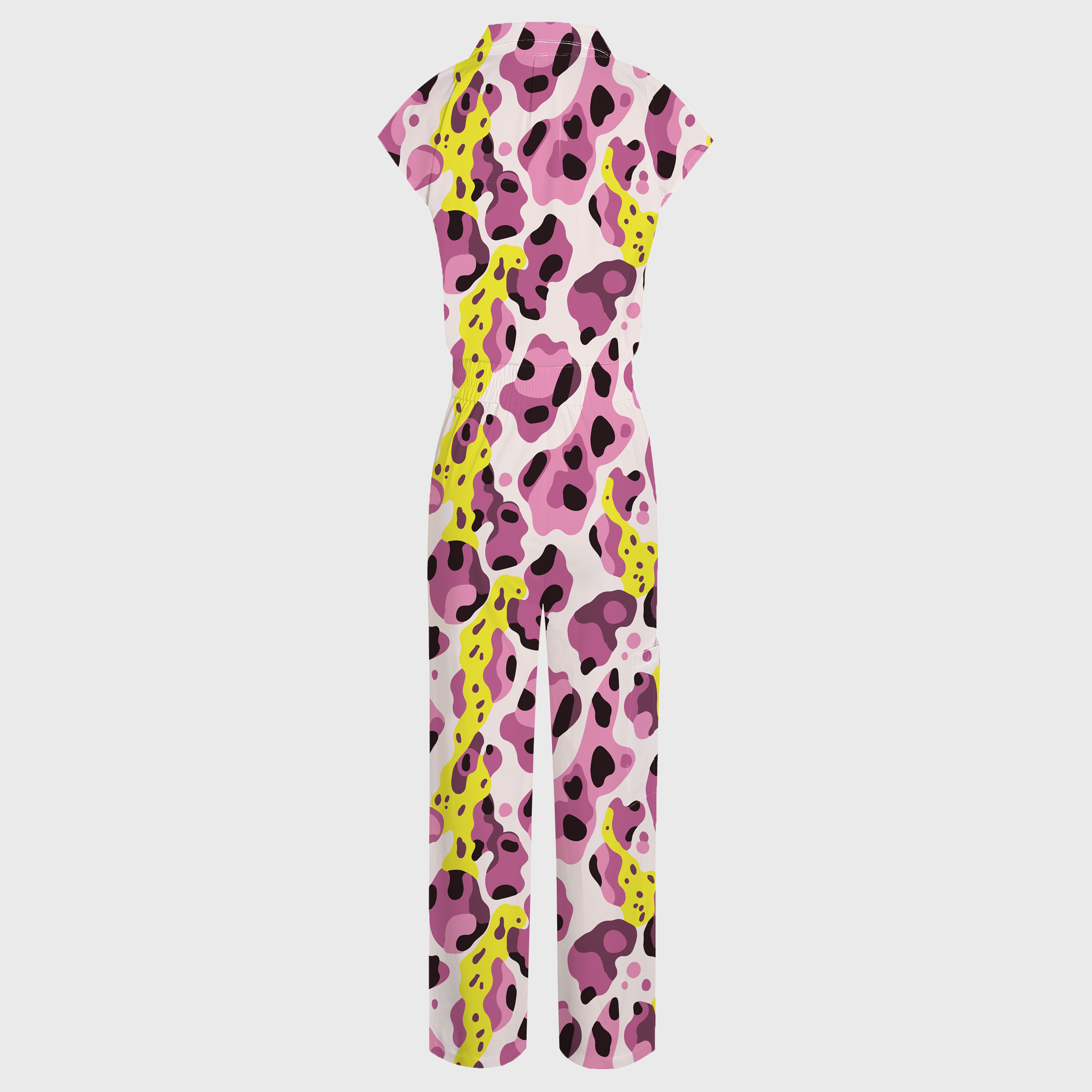 Women's Wide Leg Multicolor Leopard Print Scrub Jumpsuit