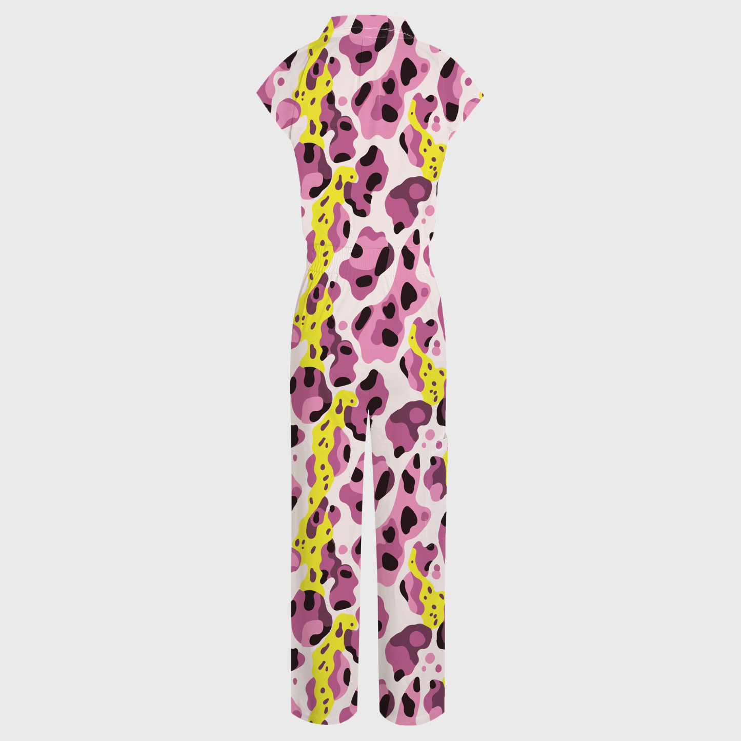 Women's Wide Leg Multicolor Leopard Print Scrub Jumpsuit