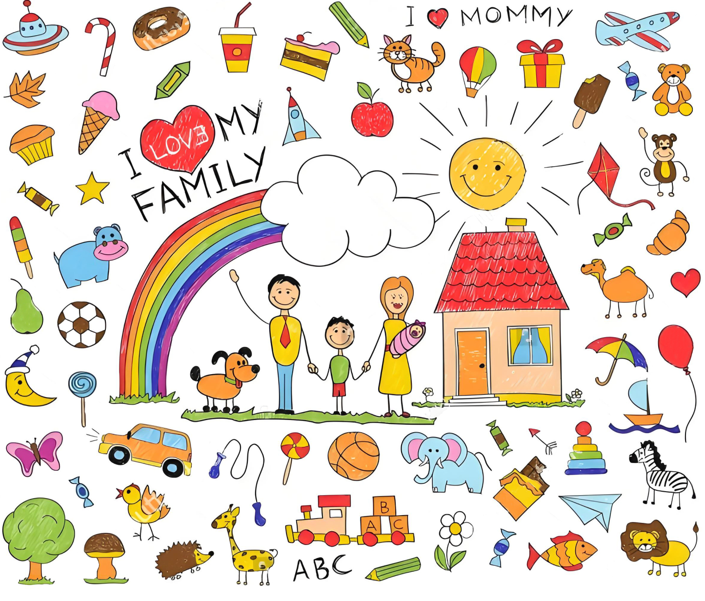 Women's Happy Family Printed Scrub Set SP27