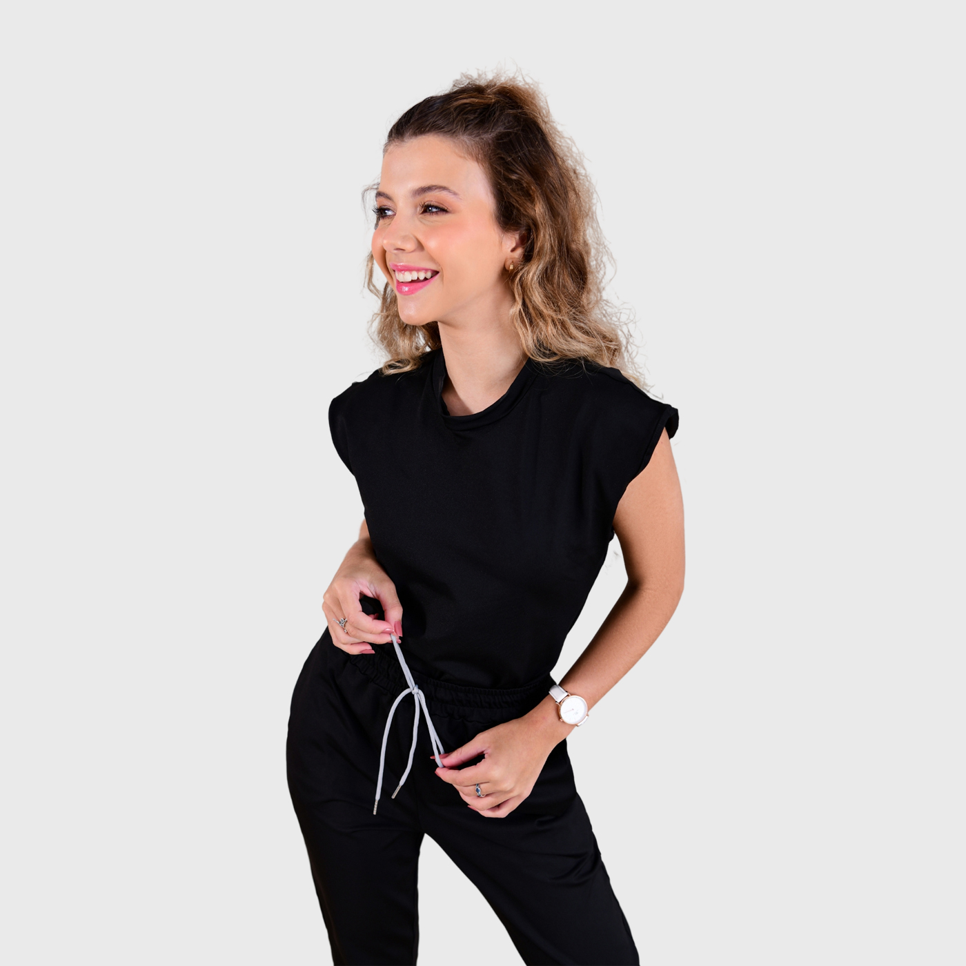 Women's Crew Neck Cap Sleeve Nurse Scrub Top