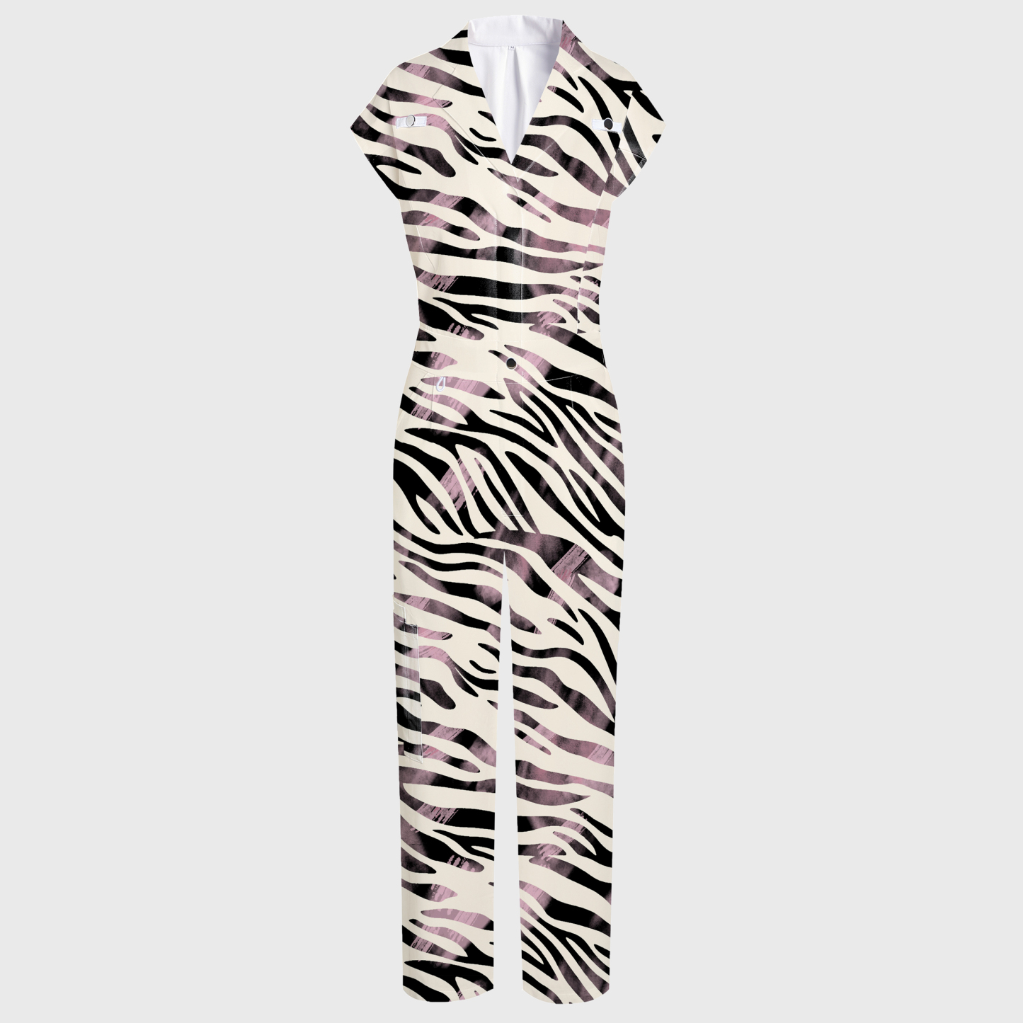 Women's Wide Leg Zebra Print Scrub Jumpsuit