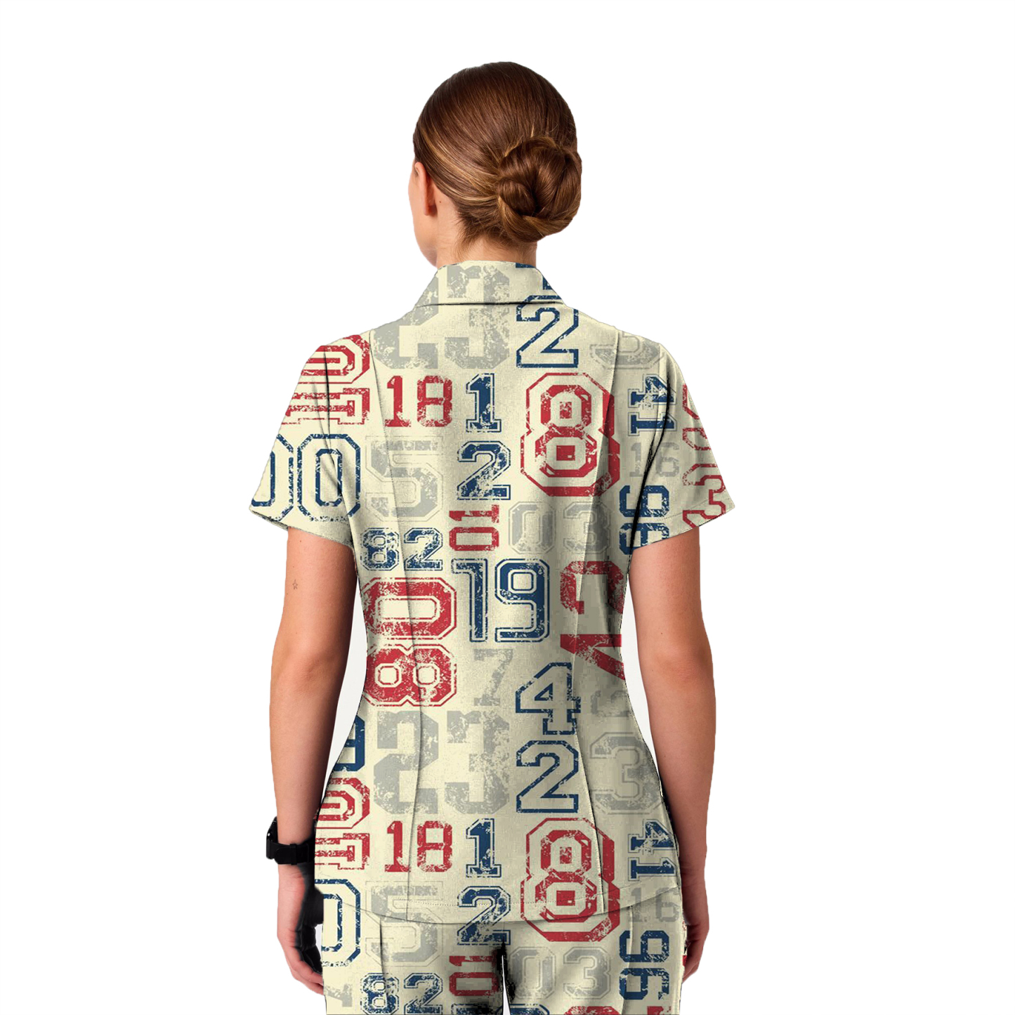 Women's Retro Letter Printed Scrub Jumpsuit