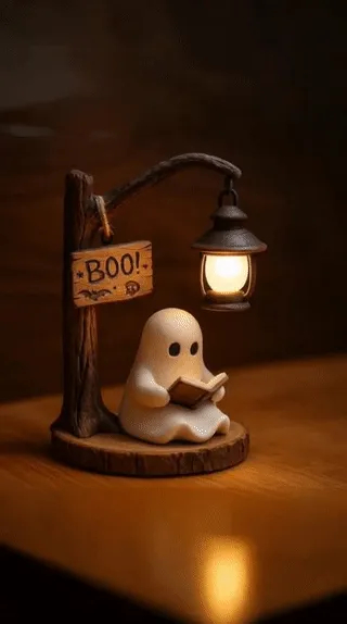 👻📖Cute Ghost Reading Lantern - BOO!(✨Same as in the video)