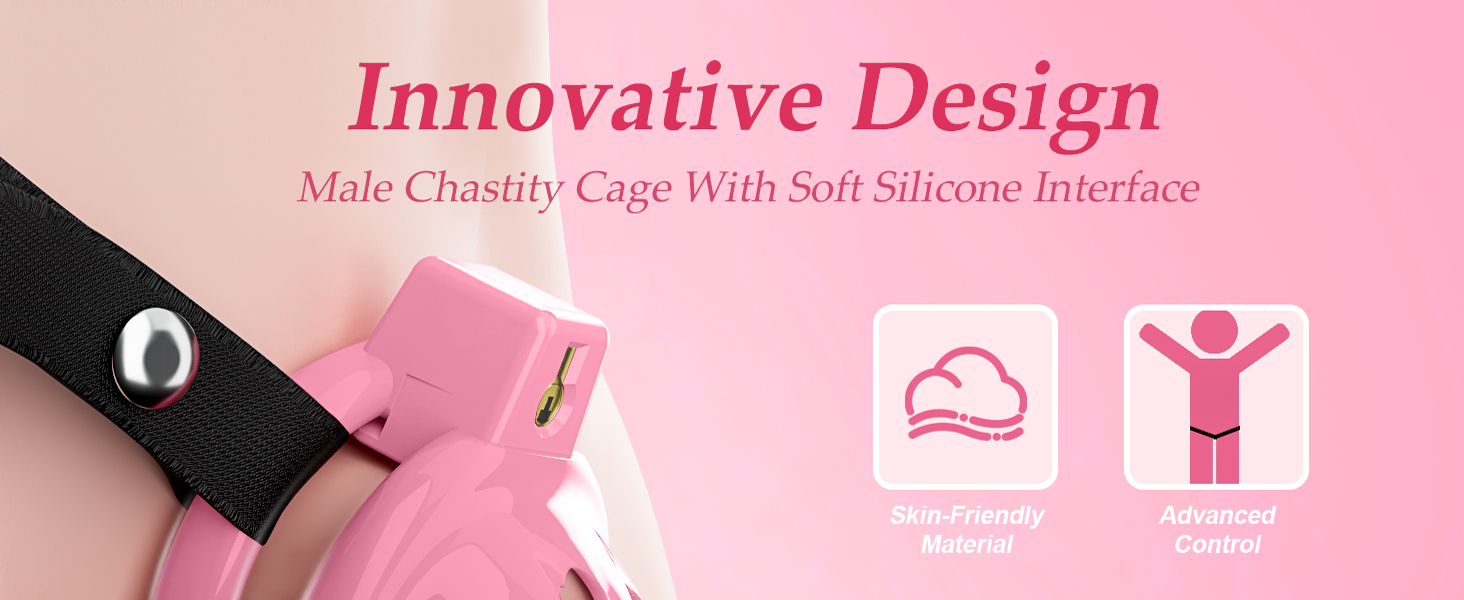 Lovely Pink Male Chastity Cage, Lightweight Chastity Devices with Soft Silicone