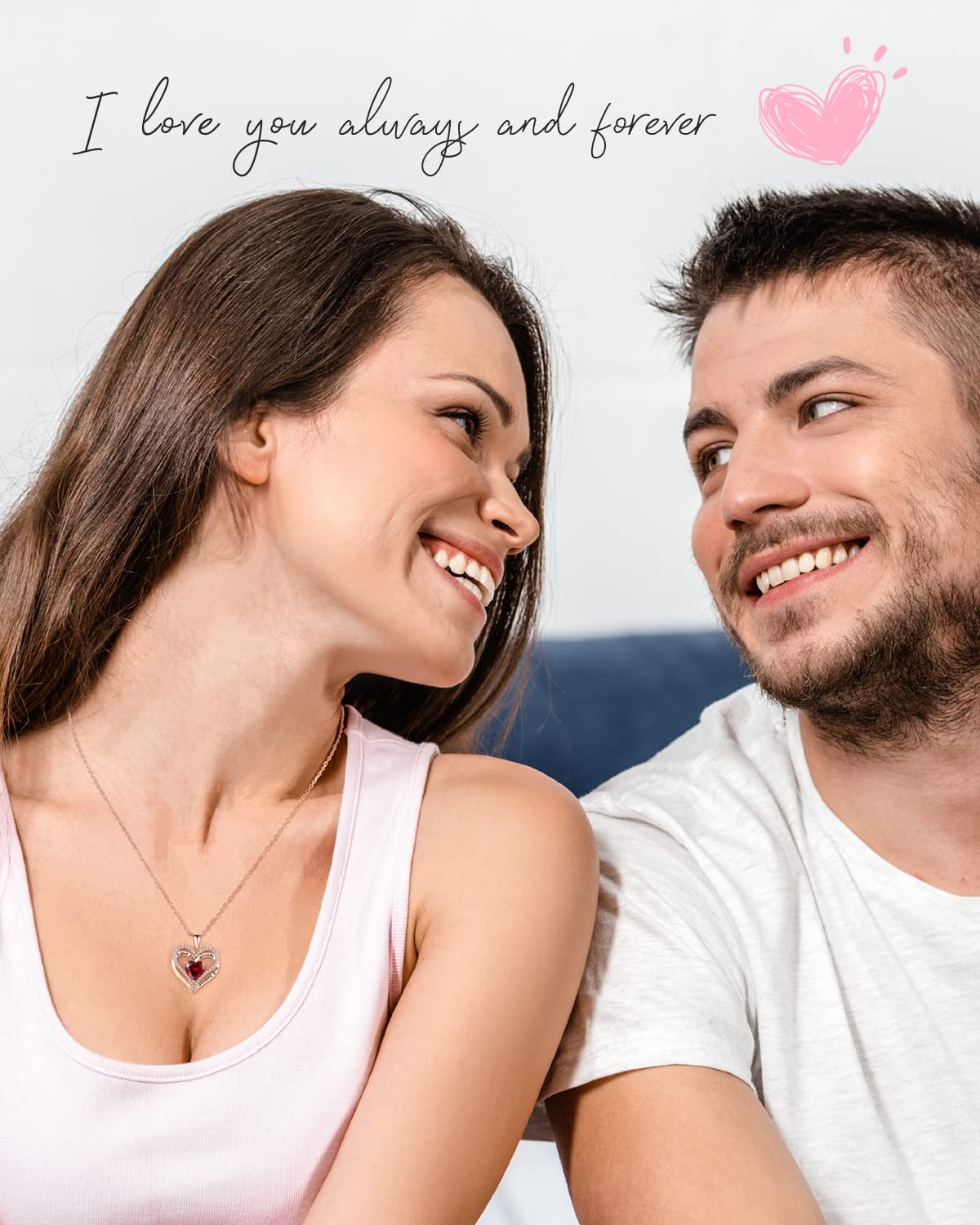 Double Heart Moon birthstone - Love Gift for Women