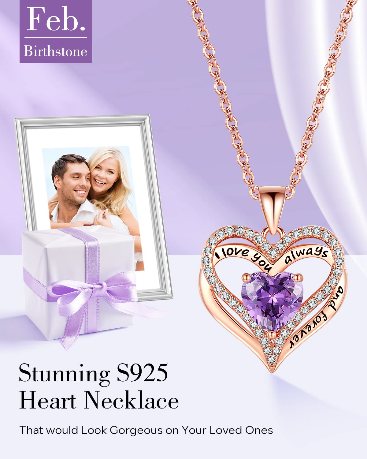 Double Heart Moon birthstone - Love Gift for Women