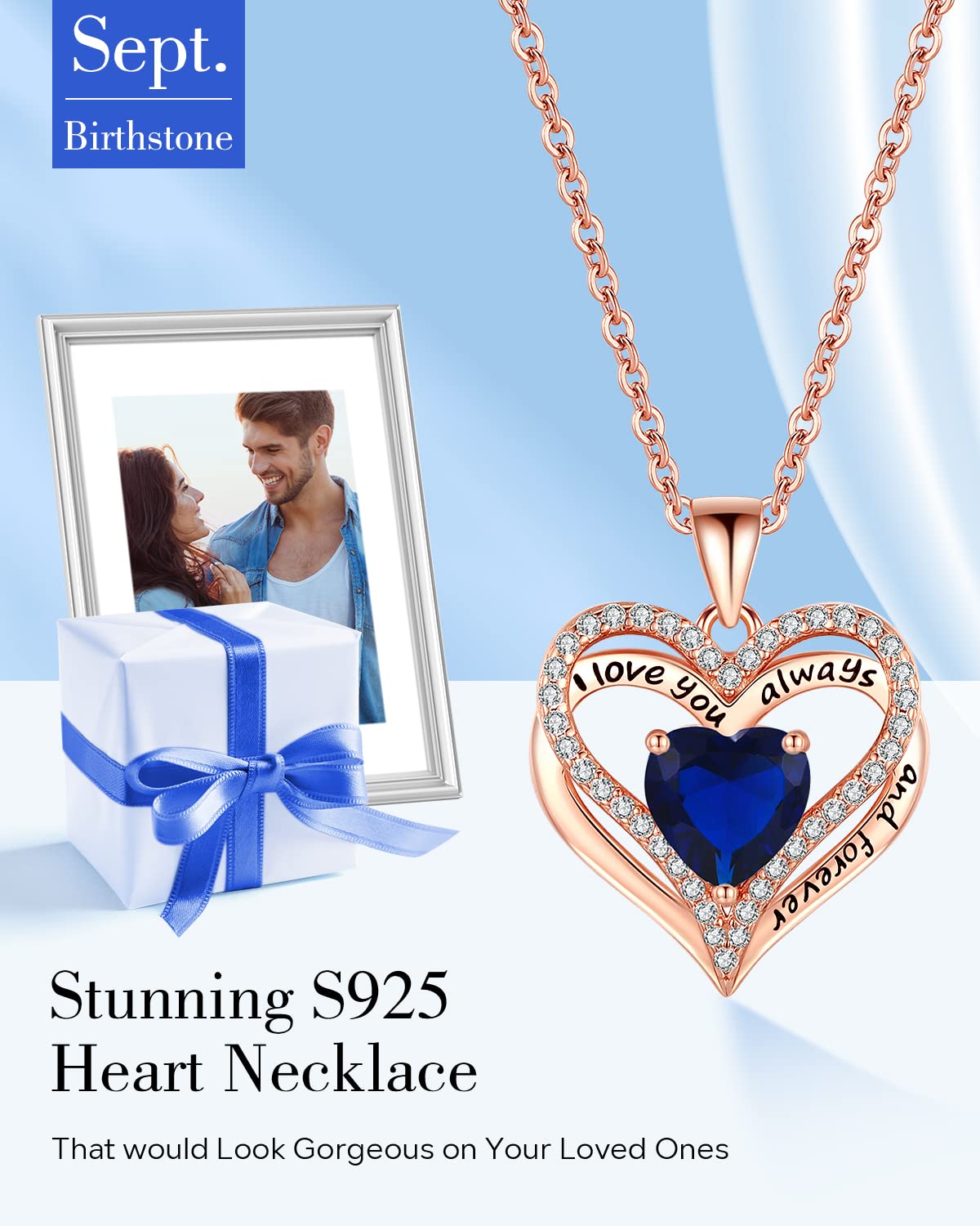 Double Heart Moon birthstone - Love Gift for Women