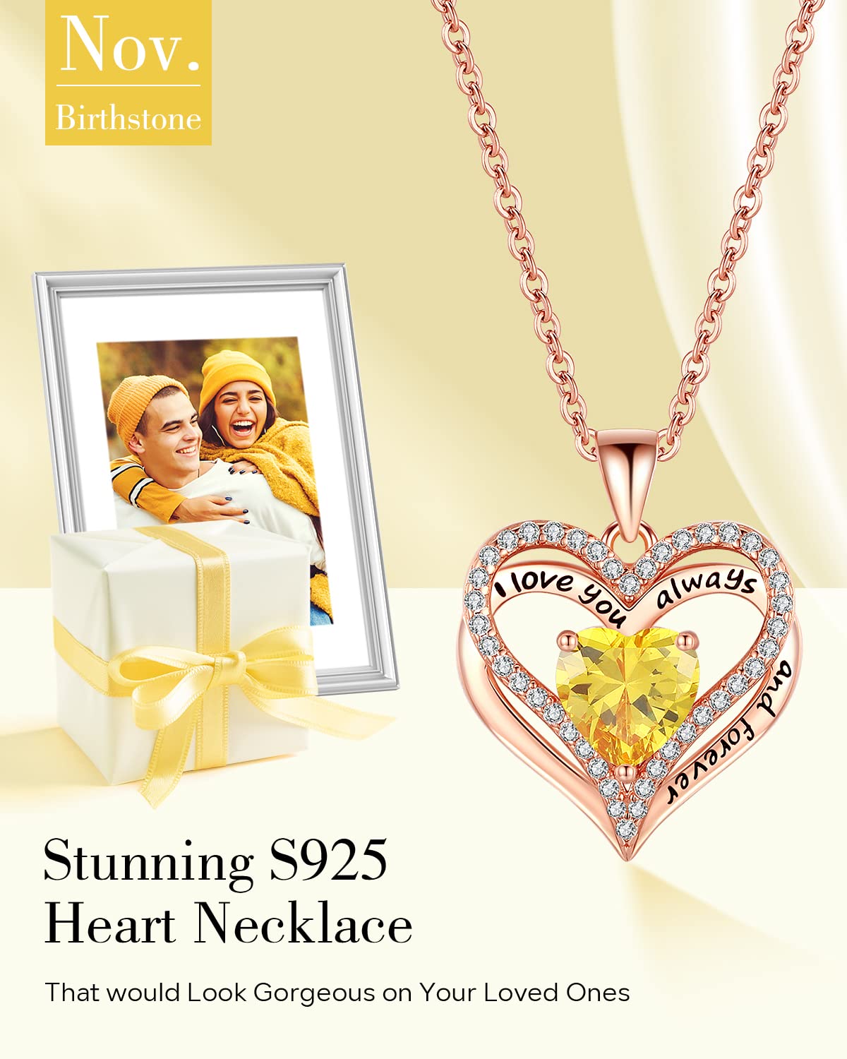 Double Heart Moon birthstone - Love Gift for Women