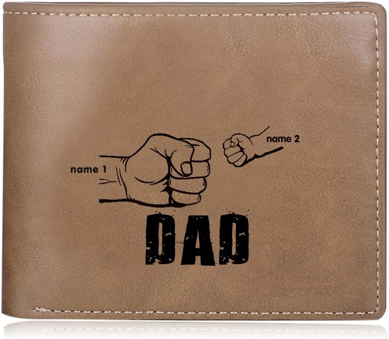 Personalized Photo Wallet for Dad – Custom Name PU Leather Slim Bifold Wallet, Perfect Father’s Day Gift