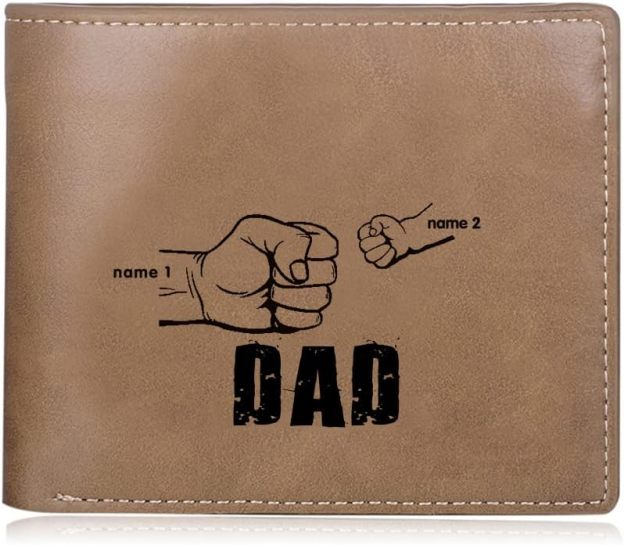 Personalized Photo Wallet for Dad – Custom Name PU Leather Slim Bifold Wallet, Perfect Father’s Day Gift