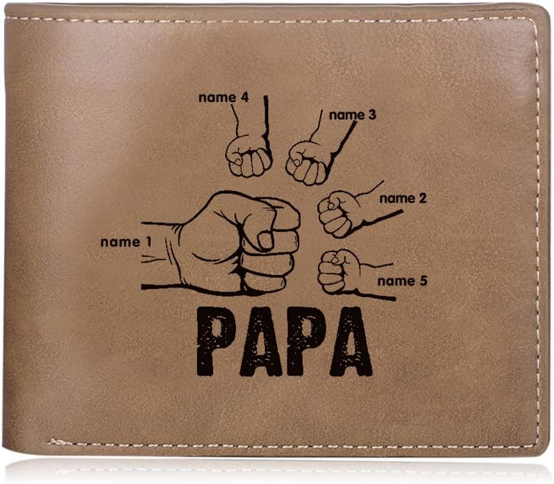 Personalized Photo Wallet for Dad – Custom Name PU Leather Slim Bifold Wallet, Perfect Father’s Day Gift