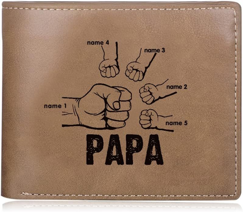 Personalized Photo Wallet for Dad – Custom Name PU Leather Slim Bifold Wallet, Perfect Father’s Day Gift